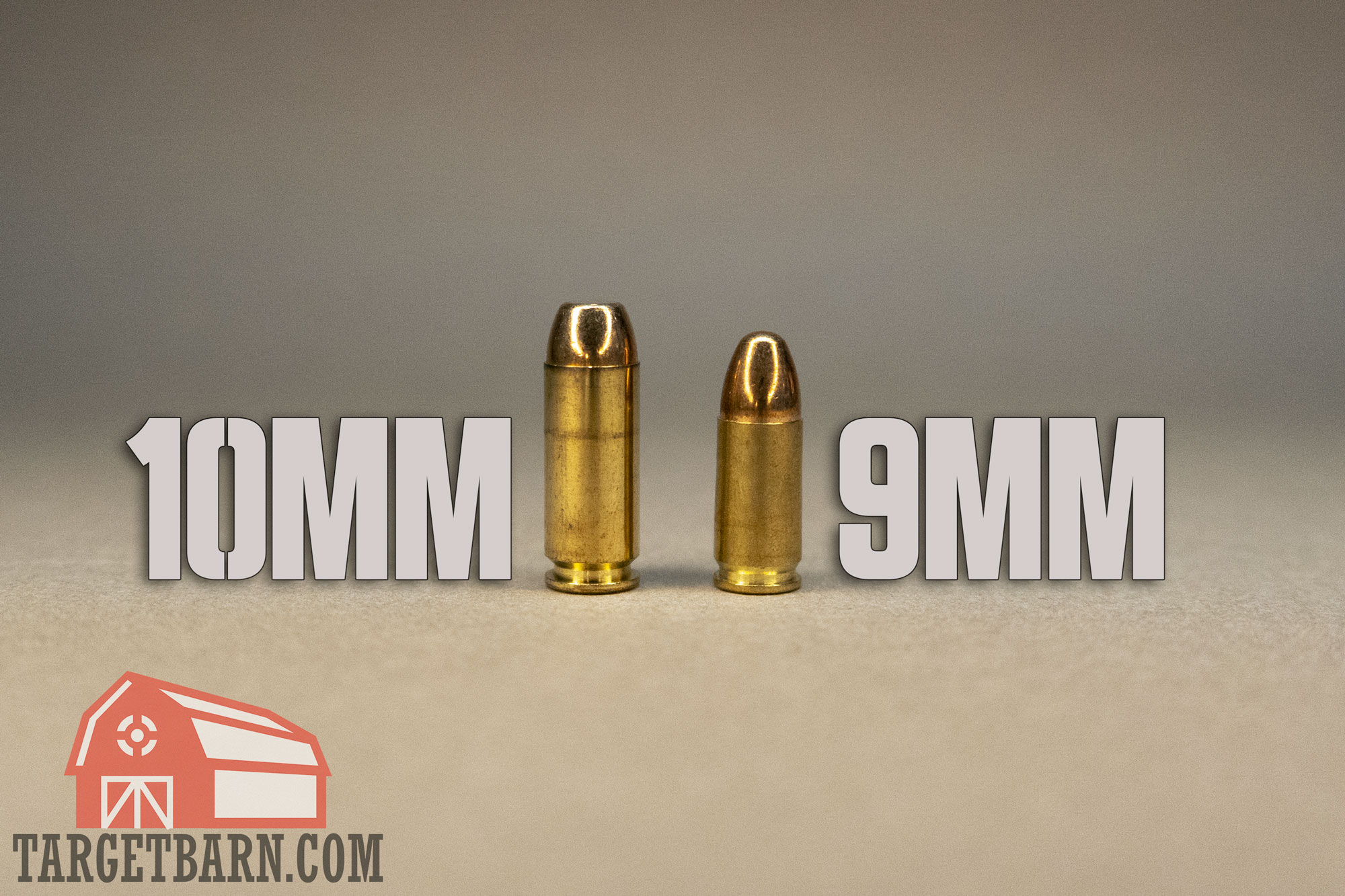 10mm vs. 9mm showing a 10mm bullet next to a 9mm bullet