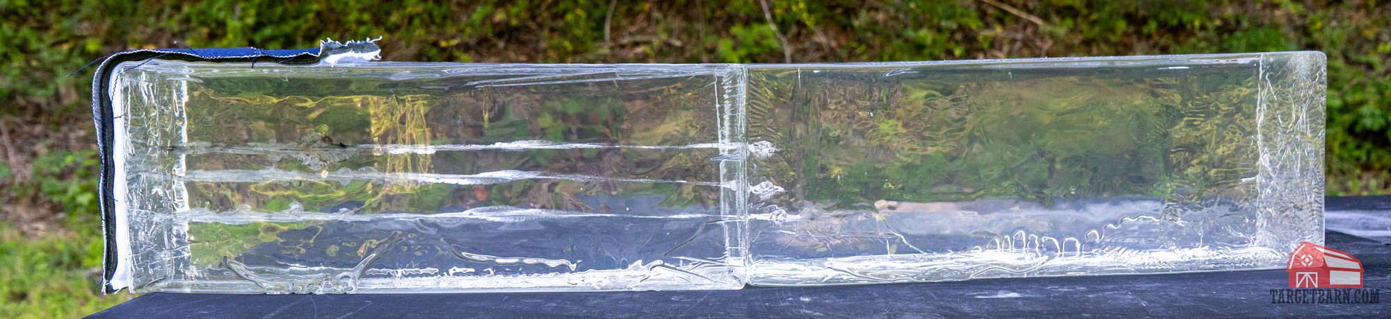three rounds of fiocchi defense dynamics 9mm 124 grain in ballistic gel penetrating between 16" and 17.5"