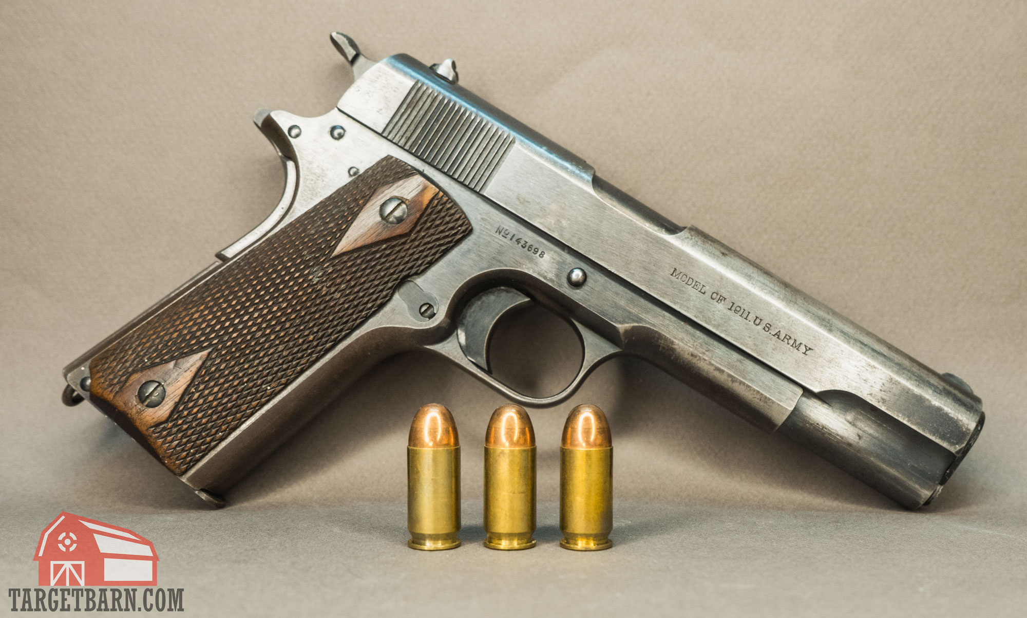 three rounds of .45 auto and the colt 1911