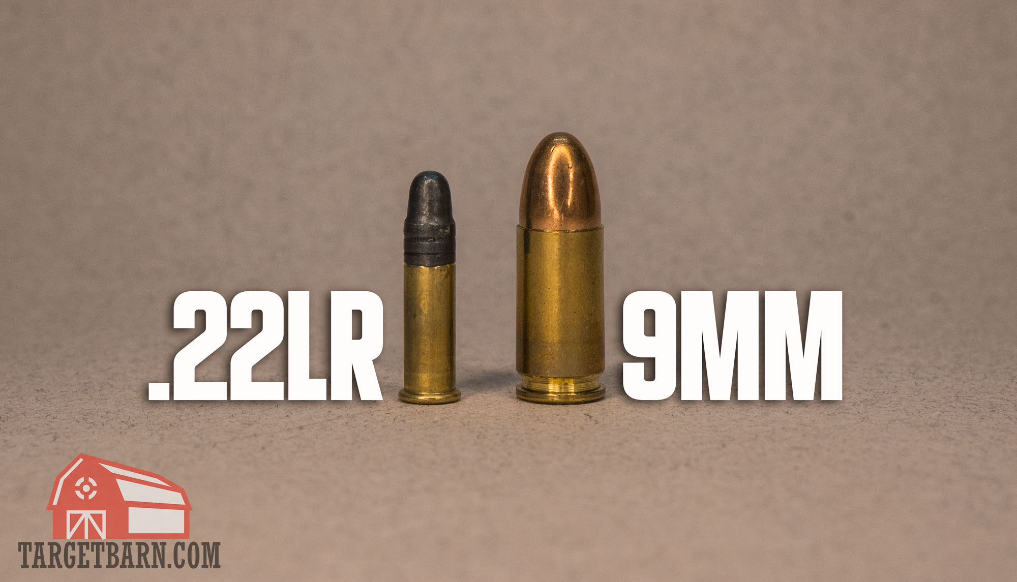 .22lr vs. 9mm a .22lr round next to a 9mm round