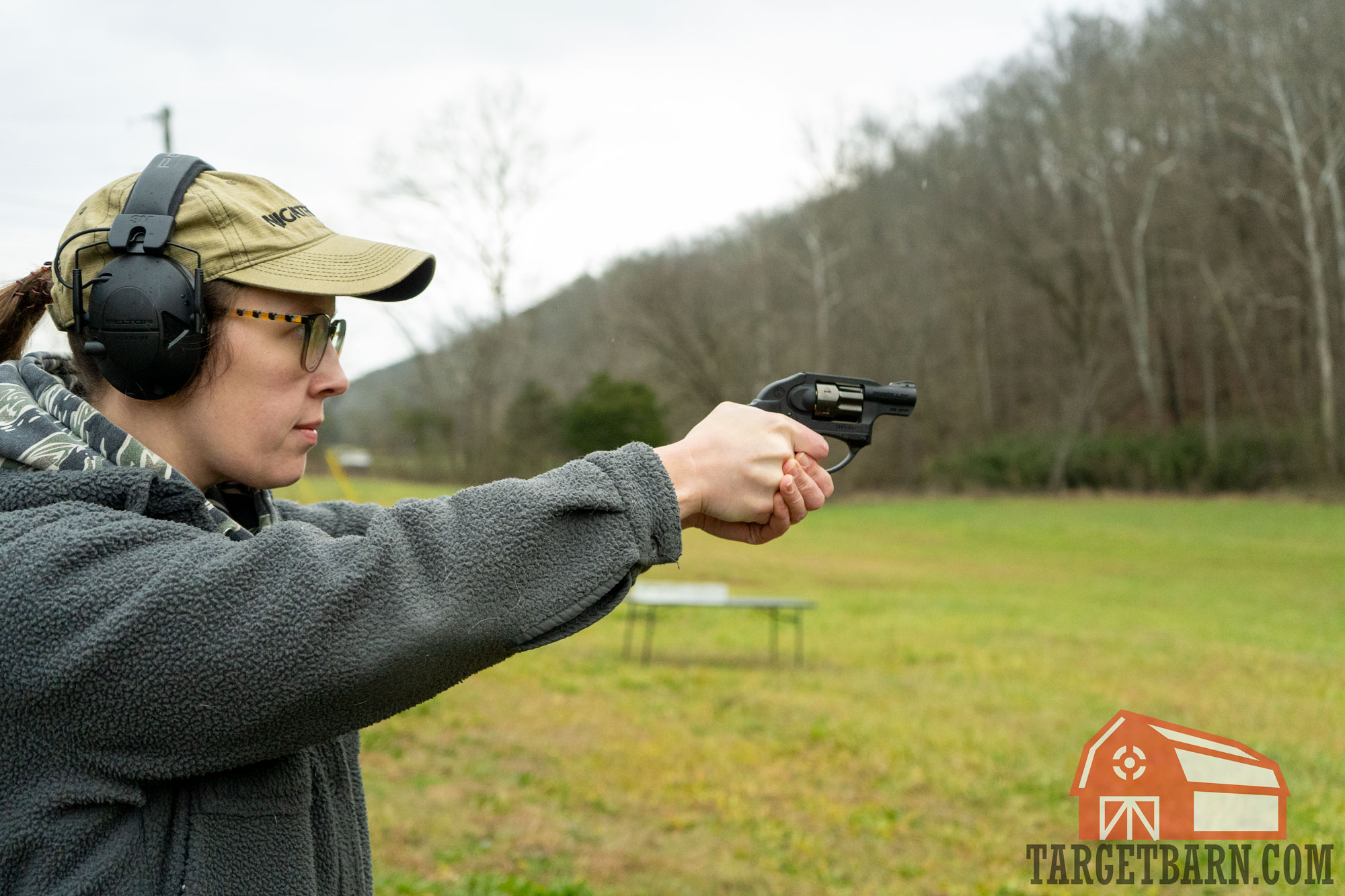 .22 mag revolver a woman shooting the ruger lcr in .22 mag