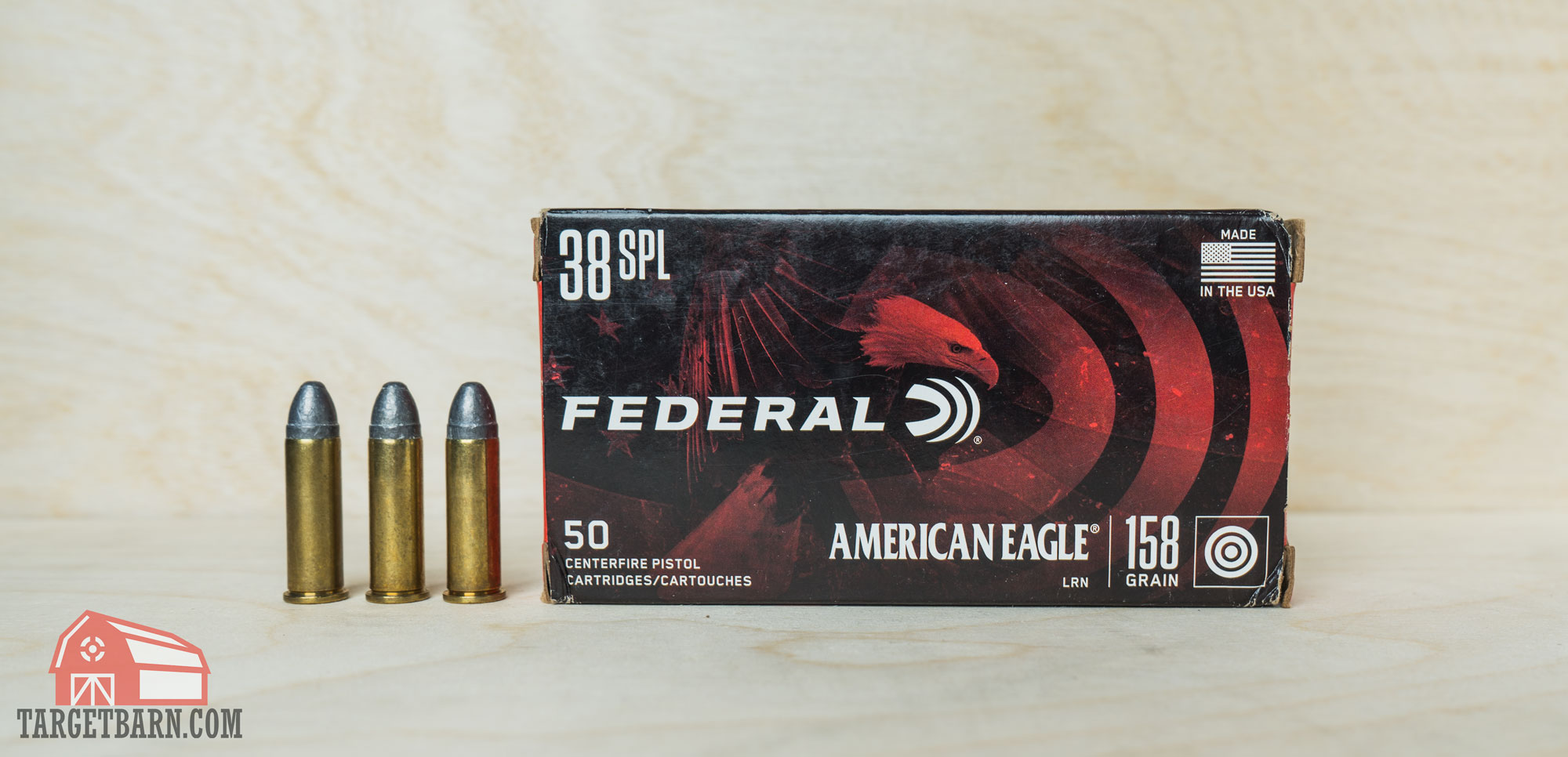 three rounds and box of federal american eagle .38 special ammo