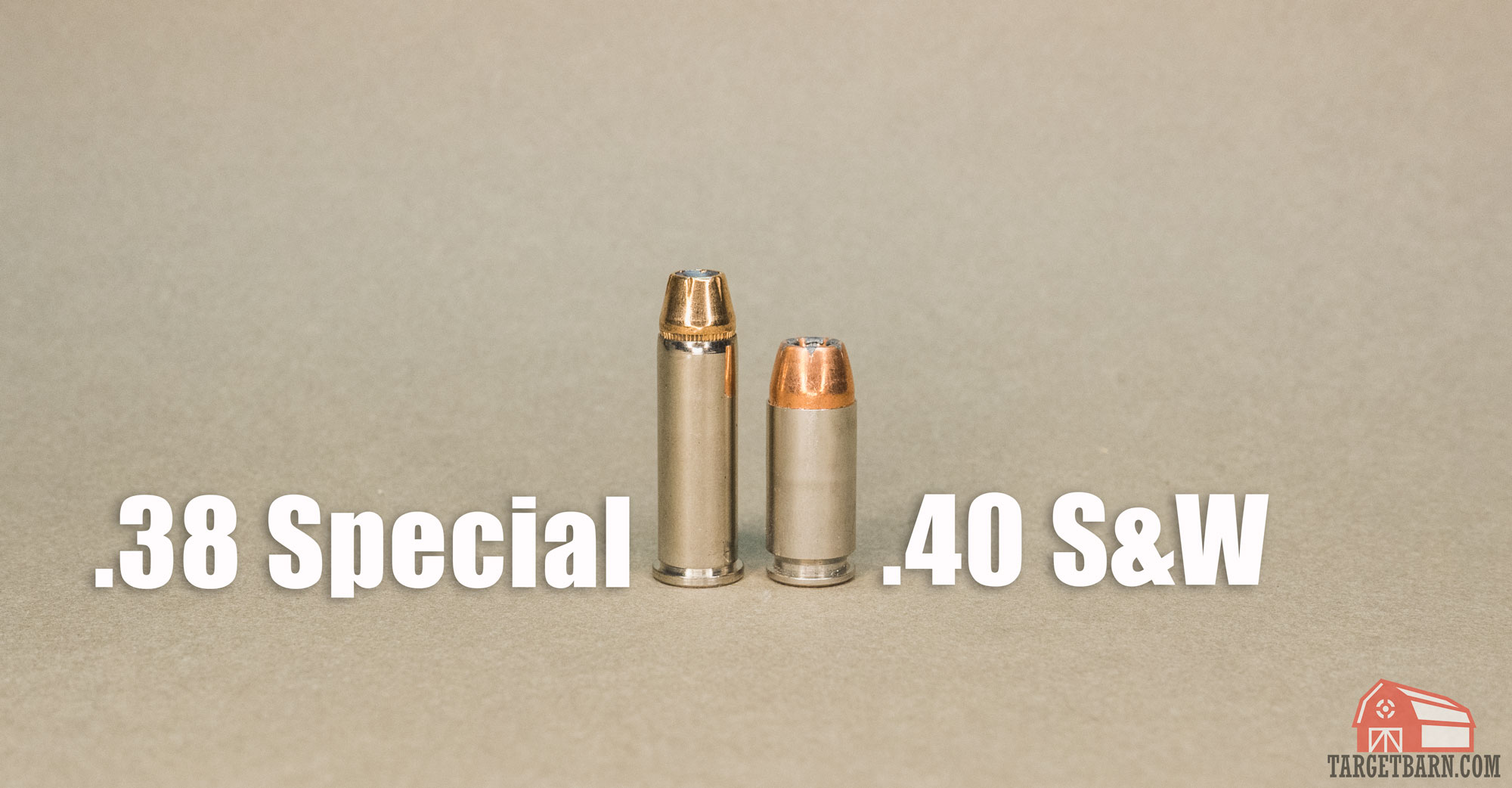 a 38 special round next to a 40 s&w round labeled