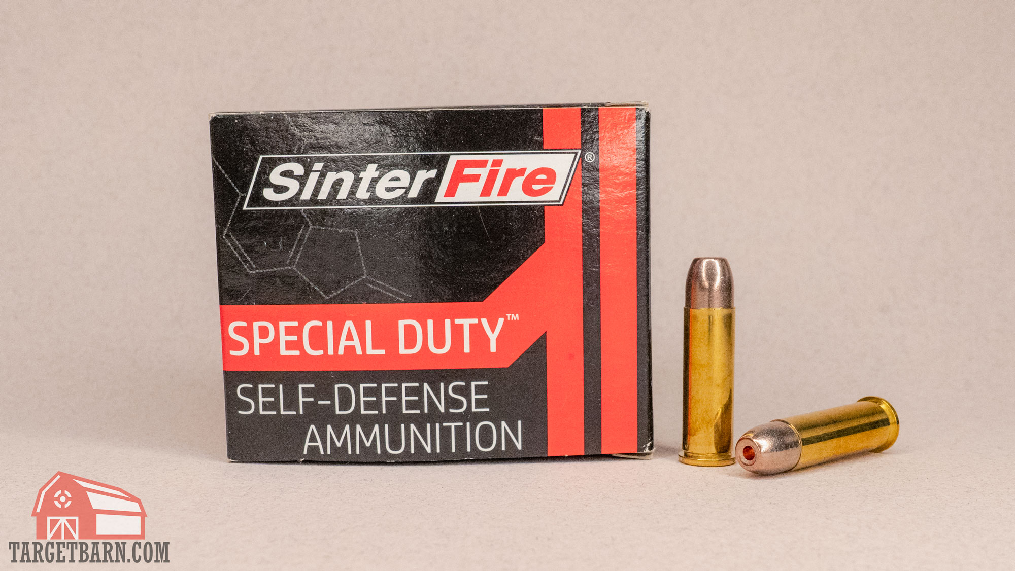 a box and two rounds of sinterfire frangible self defense 38 special ammo