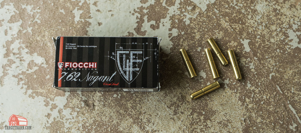 a box and rounds of fiocchi 7.62 nagant ammo