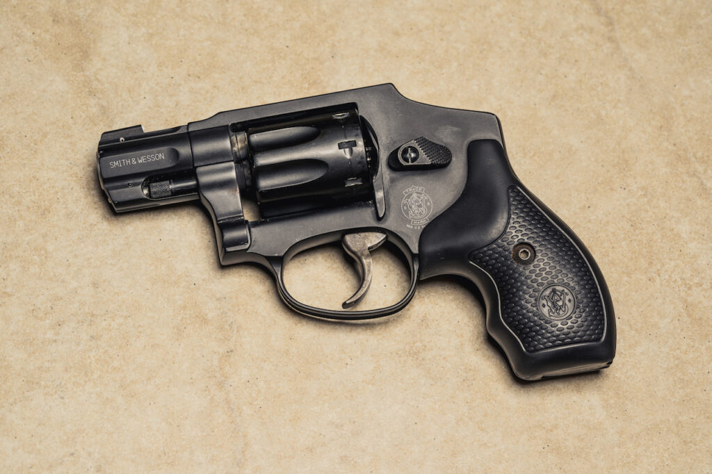 Double action hammerless revolvers are popular self-defense firearms