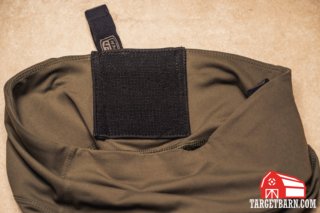 holster of the Undertech Undercover concealed carry zip pocket leggings shown from the inside of the leggings