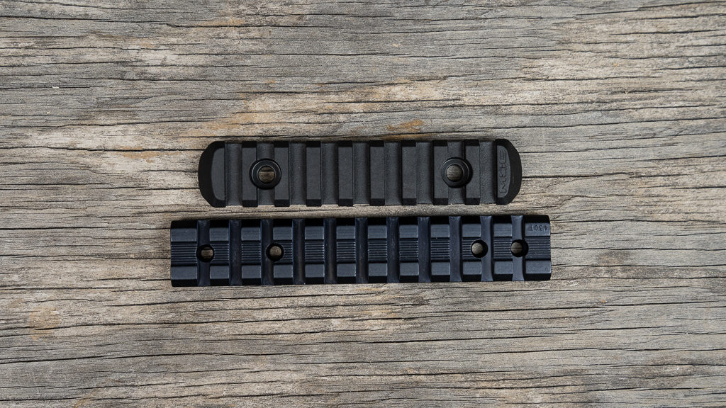 showing the difference between a Picatinny rail and a Weaver rail