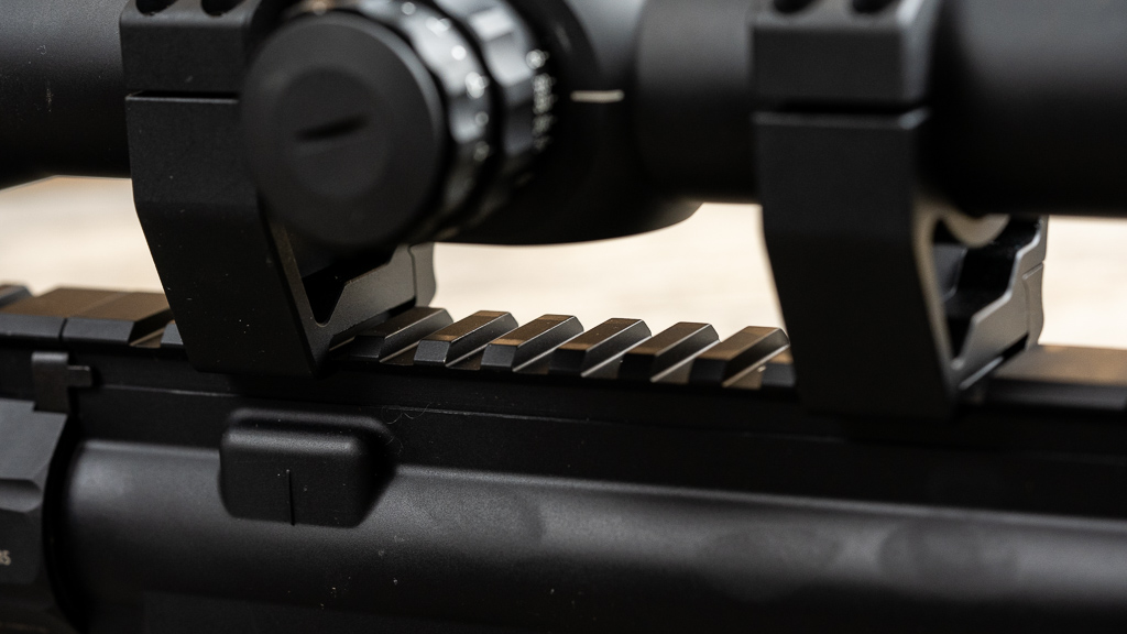 a scope mounted onto a rifle using a Picatinny rail system
