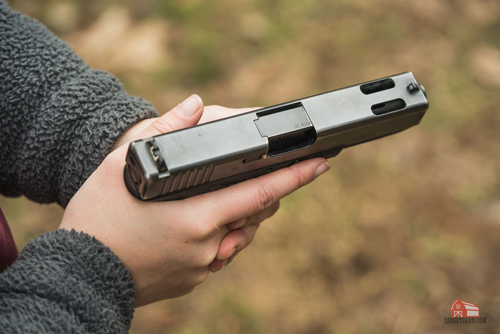 overhead view of a ported barrel glock