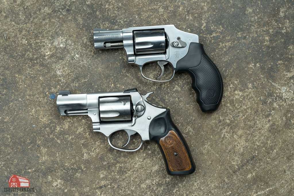 a revolver with a hammer compared to a hammerless revolver