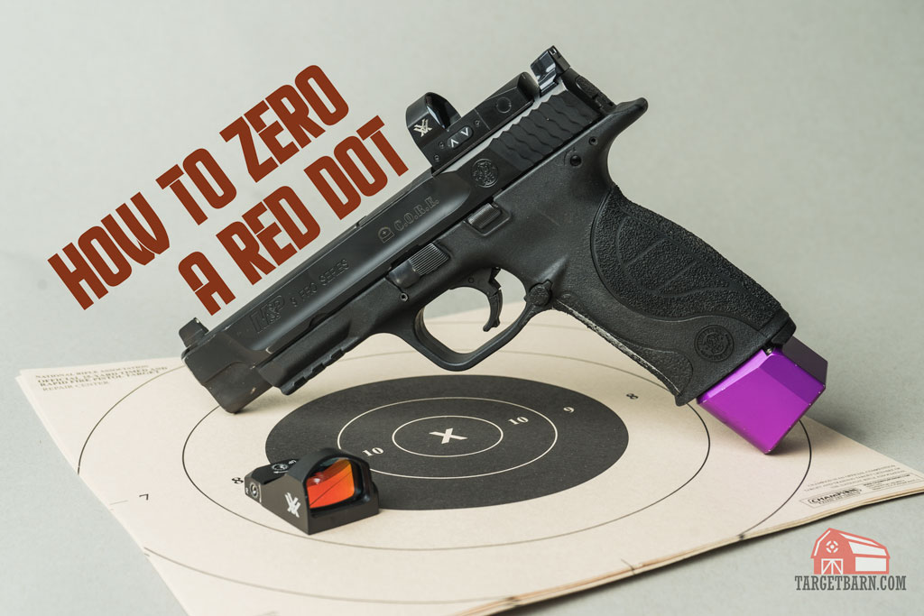 A pistol with a red dot optic on it