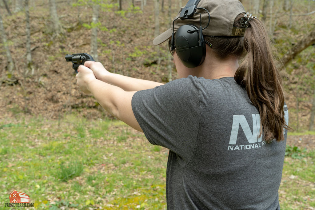 McKenzie shooting a Ruger as we test the best revolvers for concealed carry