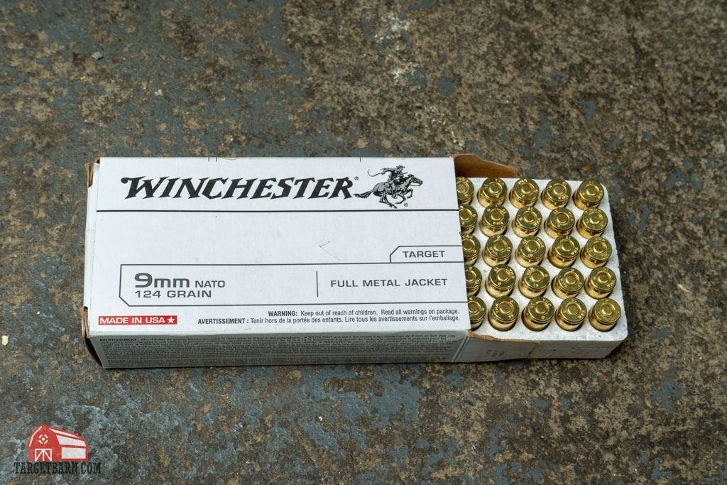 a box of winchester 9mm NATO ammo