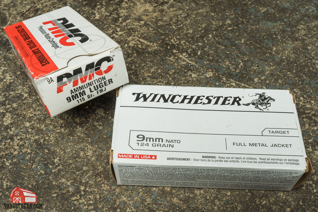a box of pmc 9mm luger and a box of winchester 9mm NATO