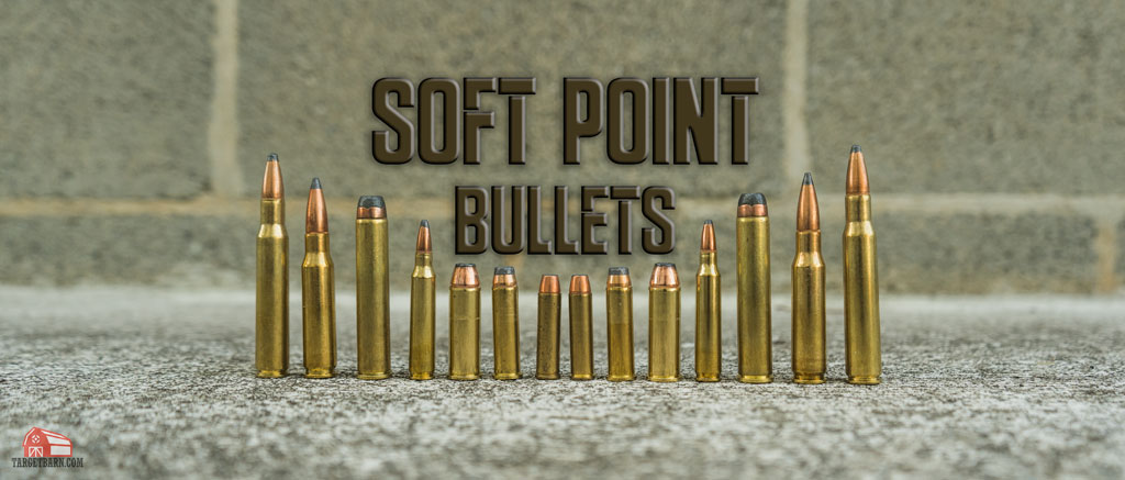 different calibers of soft point bullets displayed at a shooting range