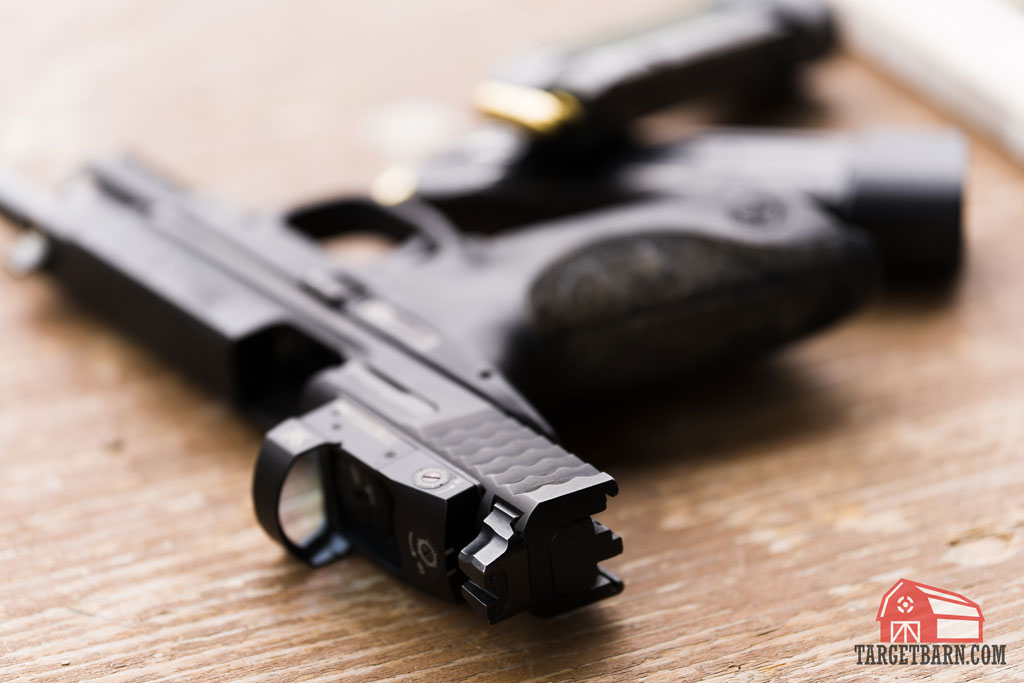a gun with a red dot mounted that is not a race gun