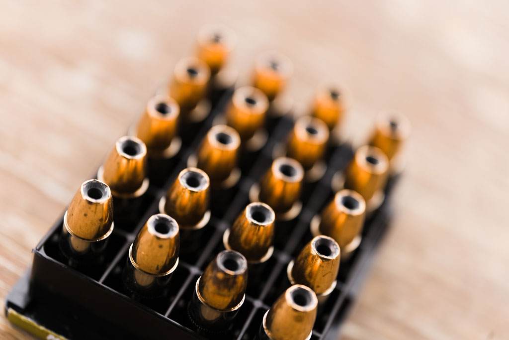 9mm JHP ammo in a tray