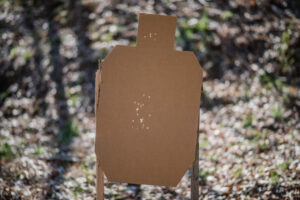 A target that has been fired at the shooting range