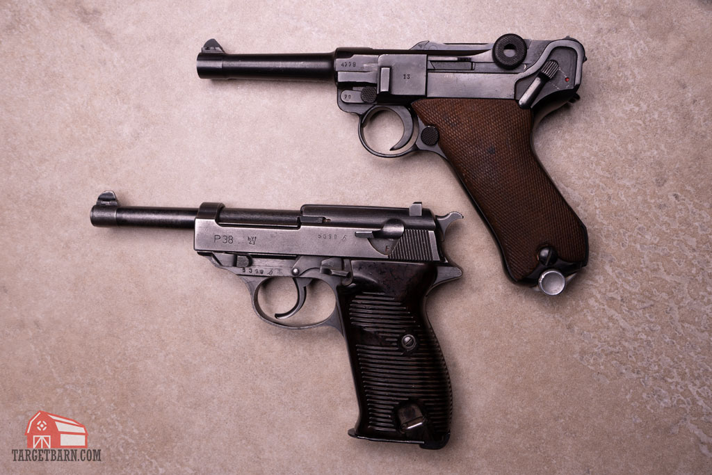 a walther p38 and a luger in 9mm