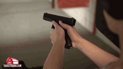 Pistol reload method using thumb