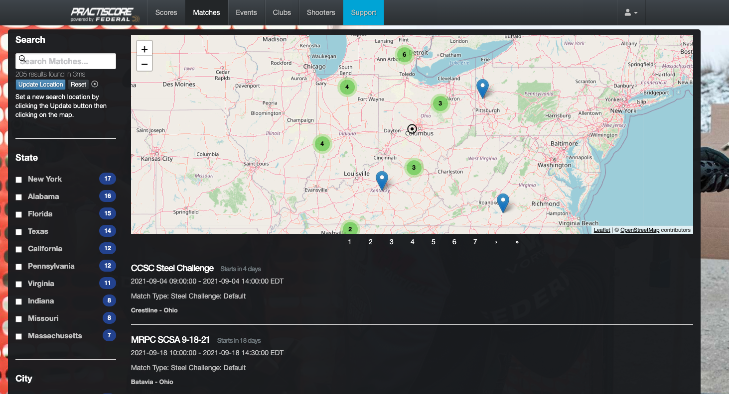 you can find matches on practiscore