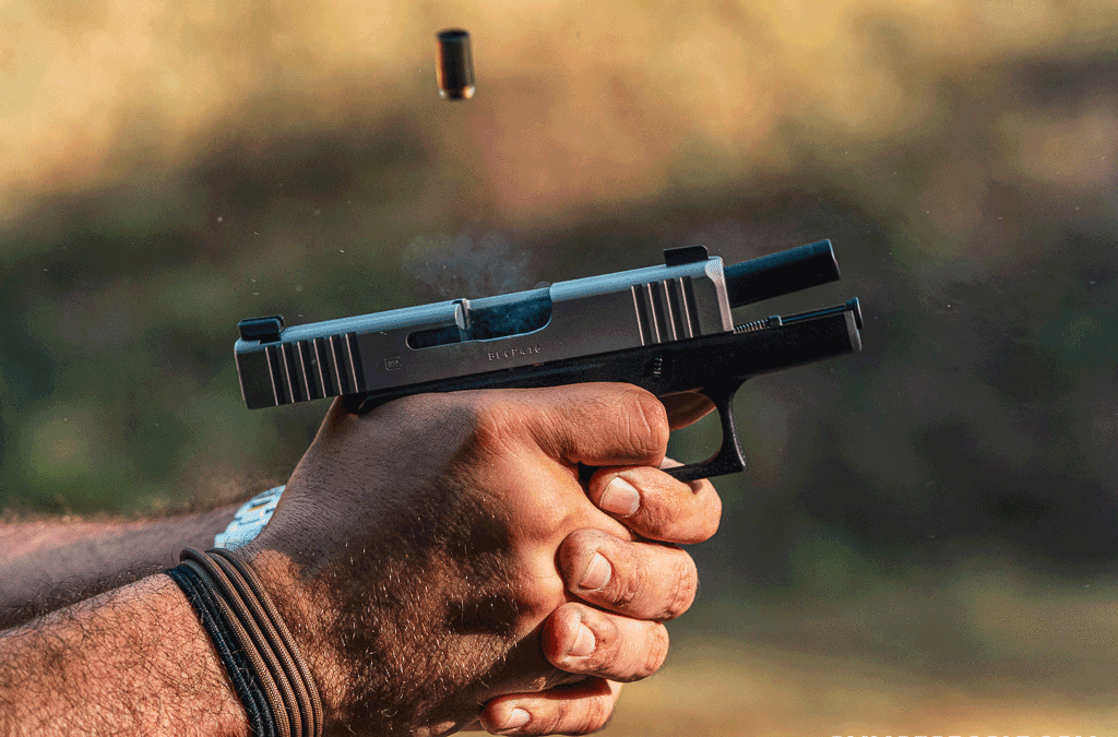 Shooting a Glock 43X pistol at the range