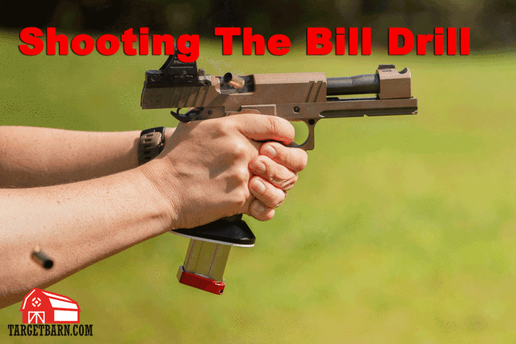 Pistol shooting the Bill Drill at a shooting range