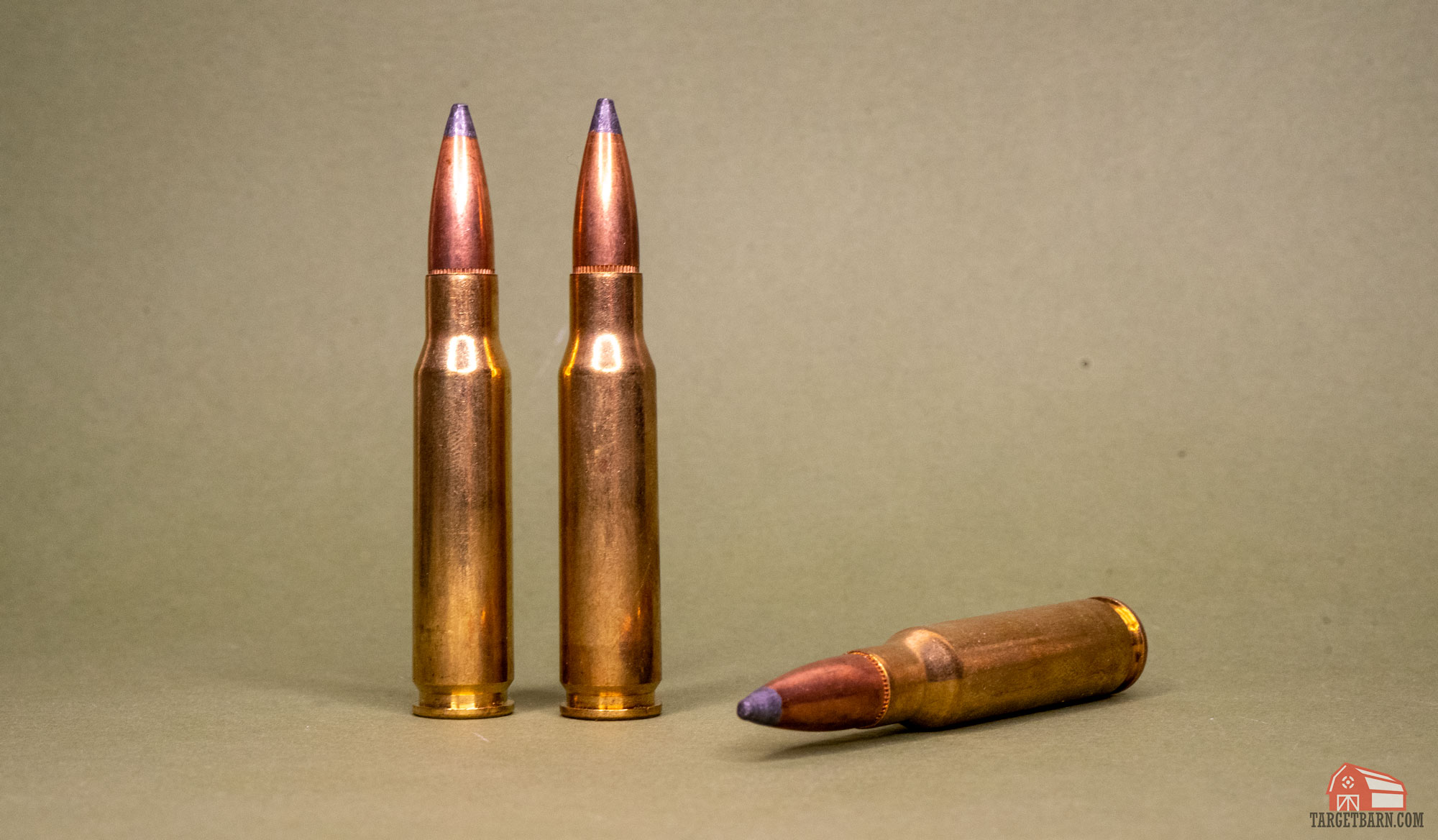 3 rounds of brass ammo