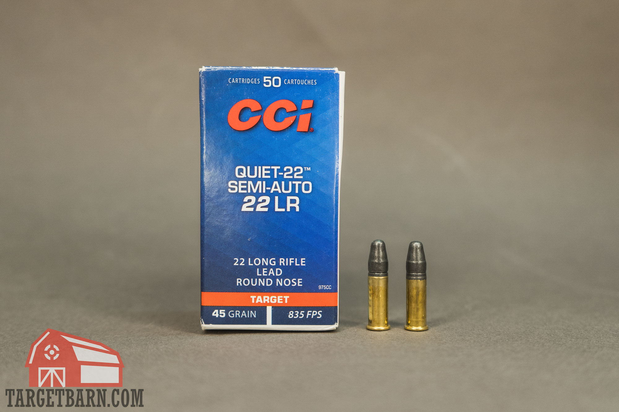 a box and two rounds of cci quiet-22 semi-auto