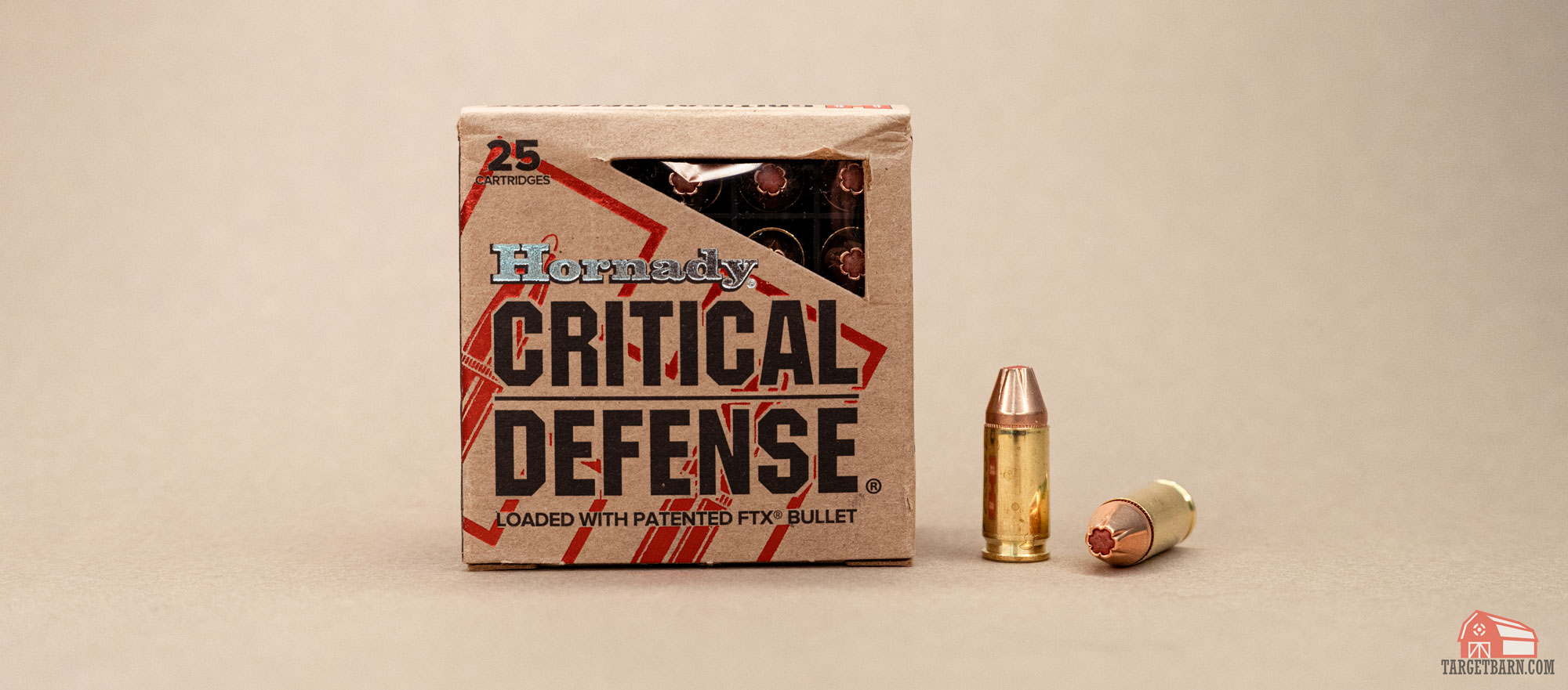 a box and two rounds of 9mm hornady critical defense with ftx bullets for civilian use