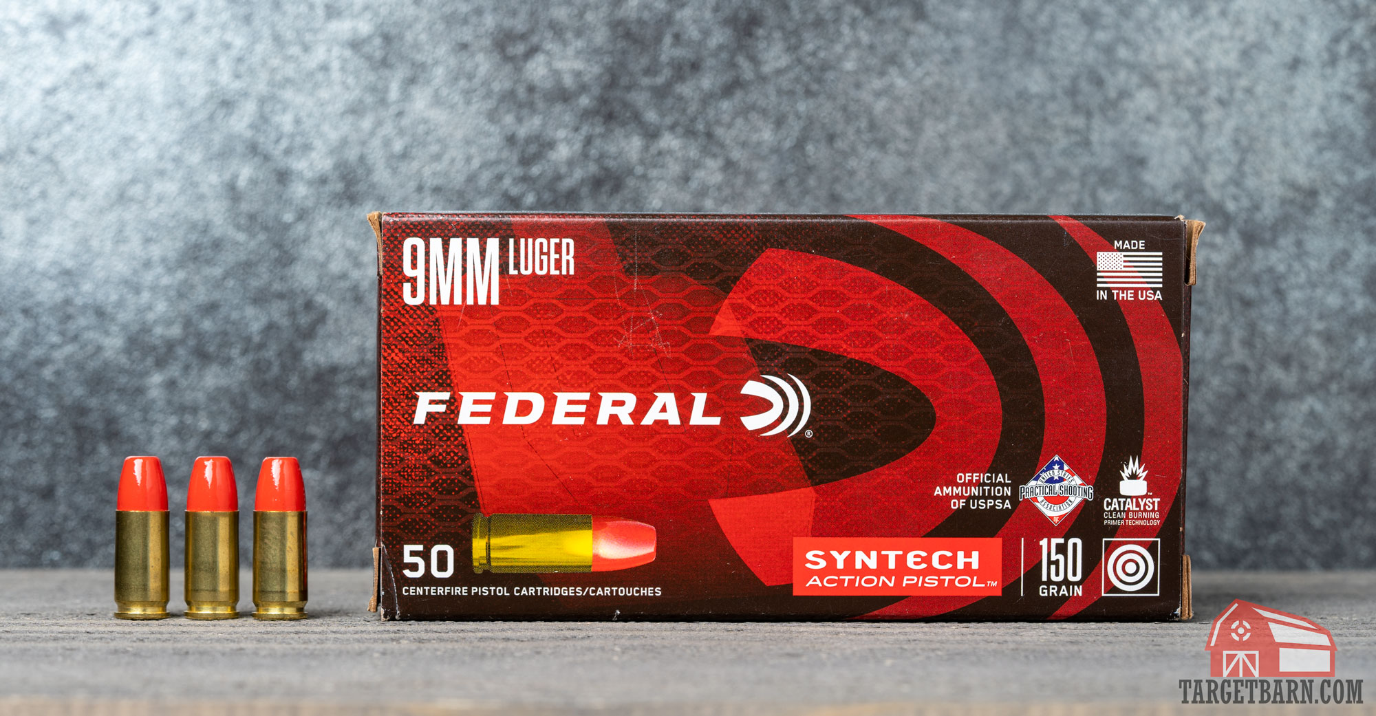 a box and three rounds of federal syntech tsj ammo