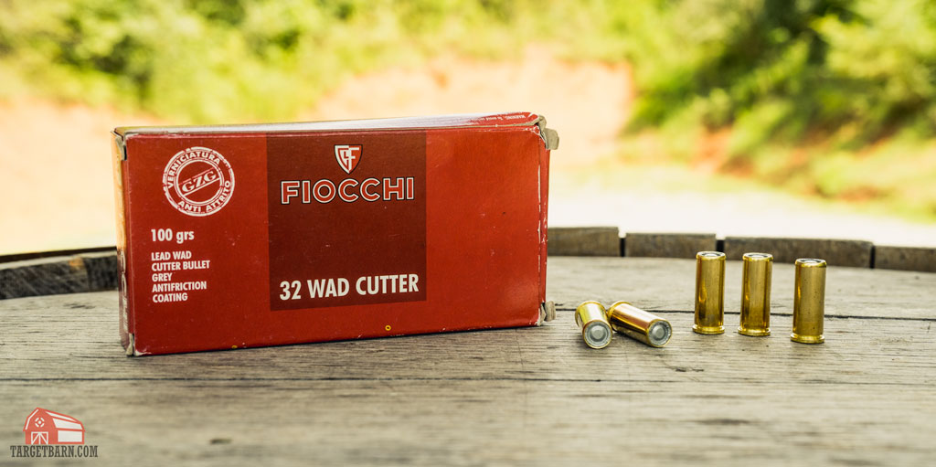 a box of fiocchi 32 wad cutter ammo