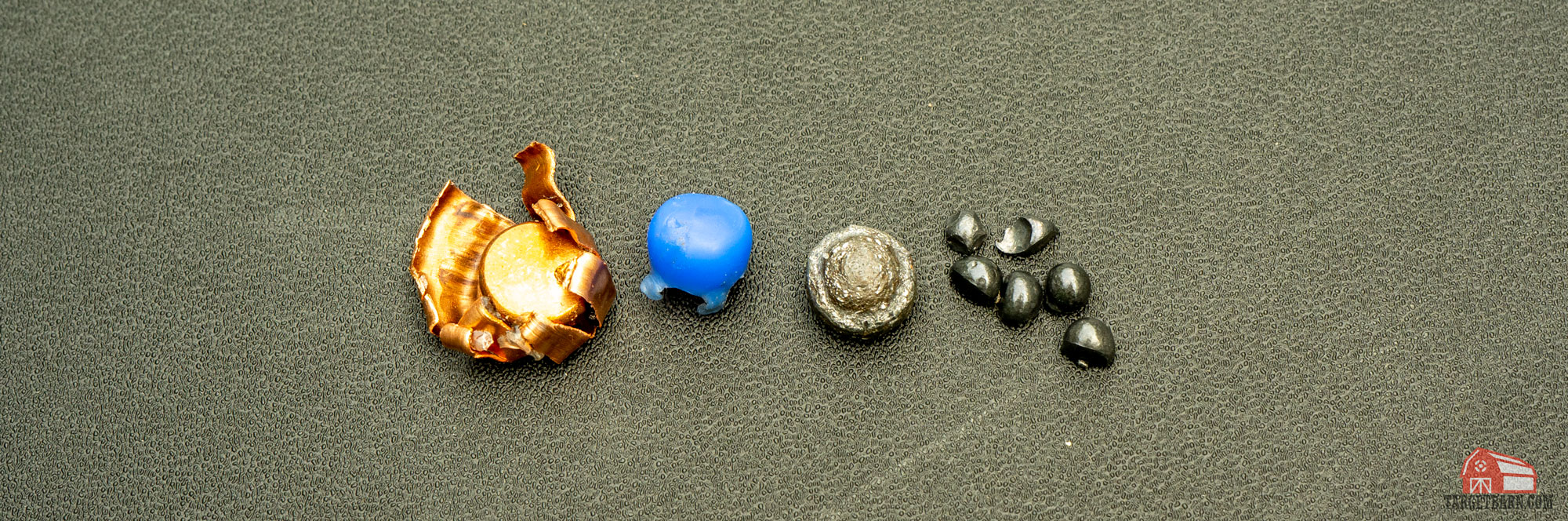 a 10mm glaser safety slug after being shot through ballistic gel