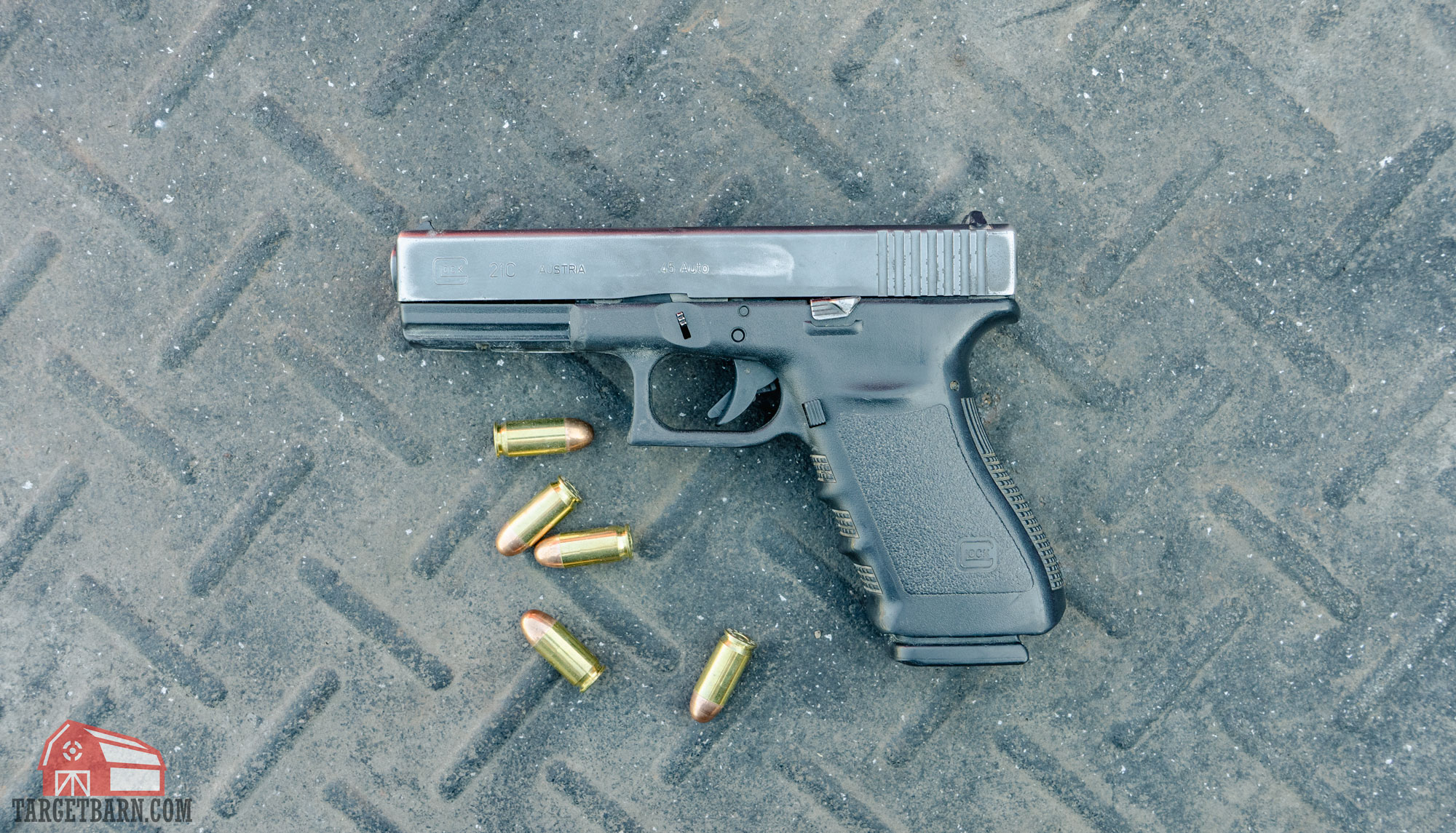 a .45 ACP glock 21c with 5 rounds of .45 acp ammo