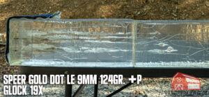 speer gold dot le 9mm 124gr. +P in ballistic gel out of a glock 19x