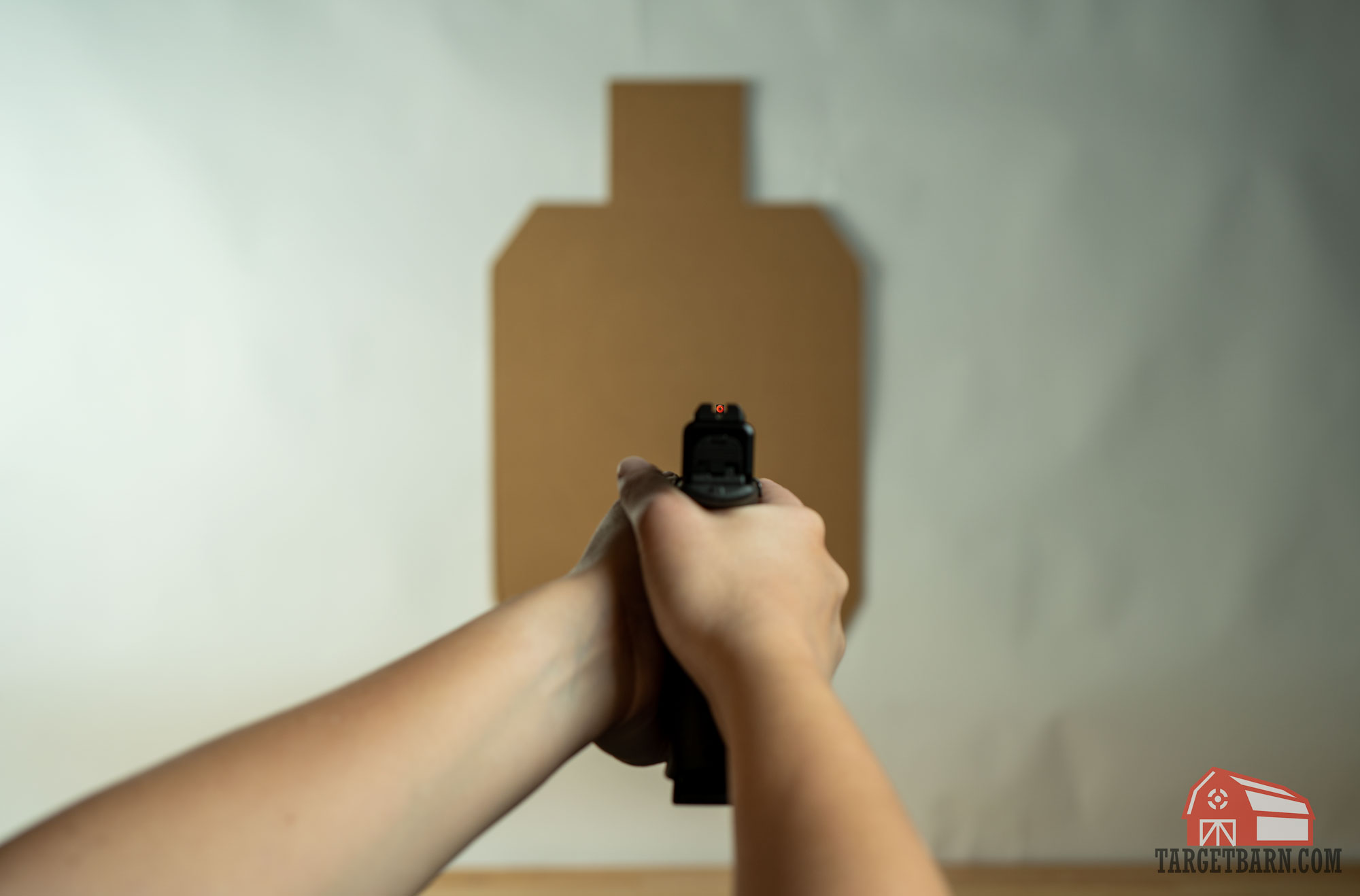 hard focus has a clearly defined focus on the front sight