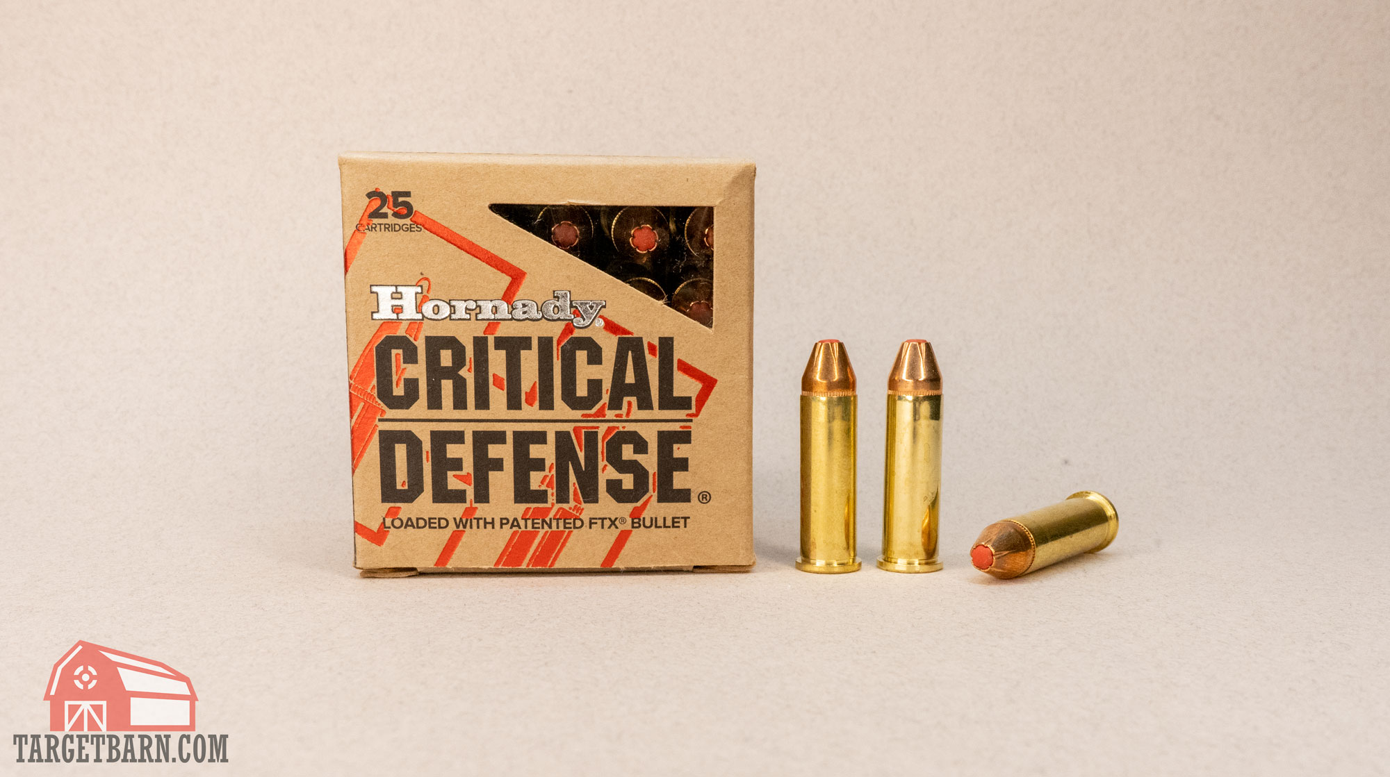 a box and three rounds of hornady critical defense .38 special +p 110gr ftx
