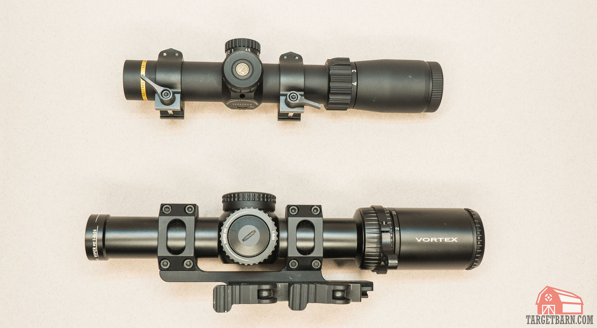 a leupold vx-freedom scope above a vortex viper pst scope