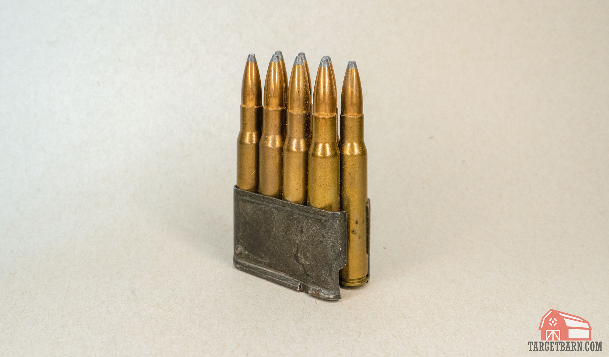 an 8 round clip of .30-06 springfield ammunition
