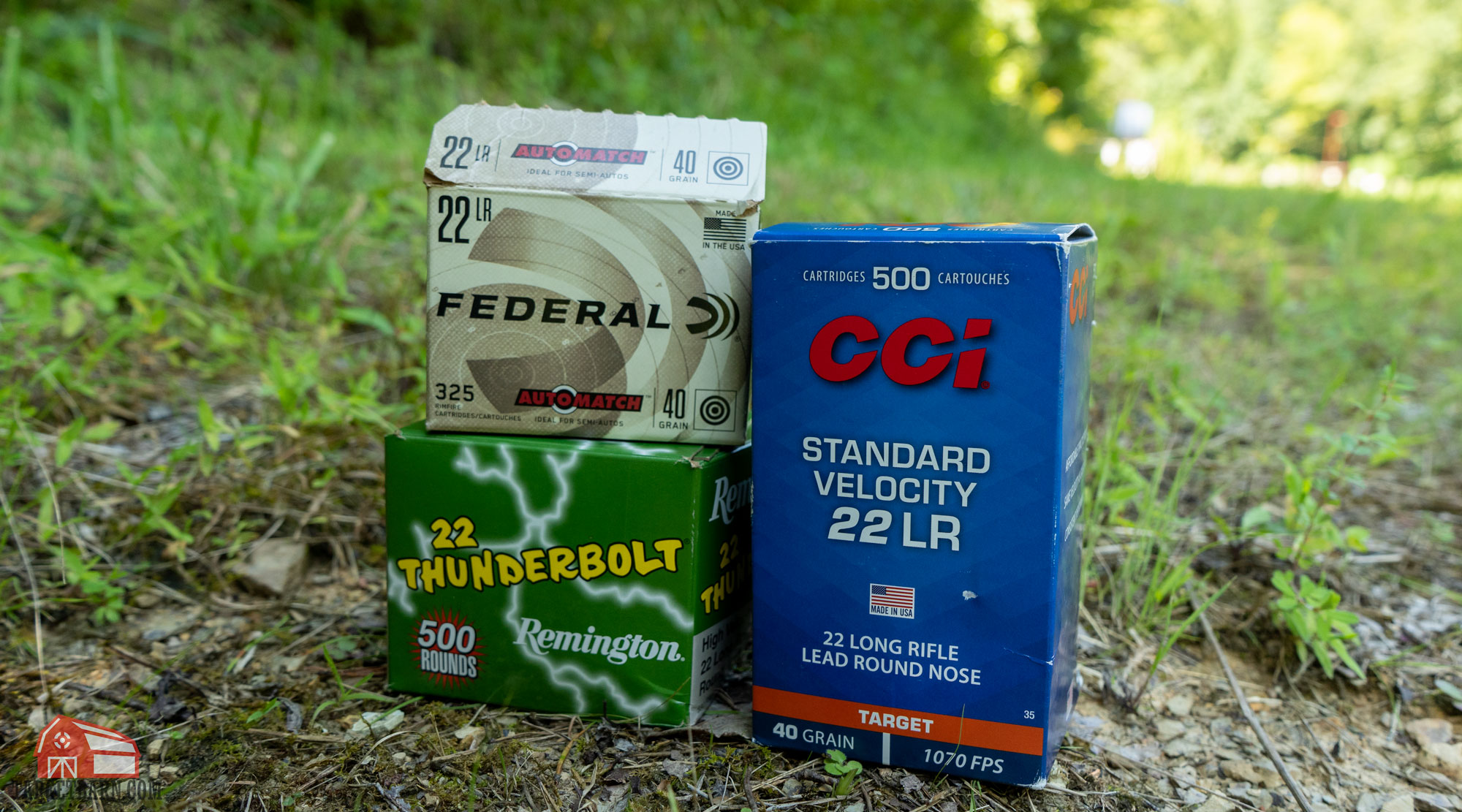 three boxes of .22lr ammo which include federal auto match, remington thunderbolt, and cci standard velocity 