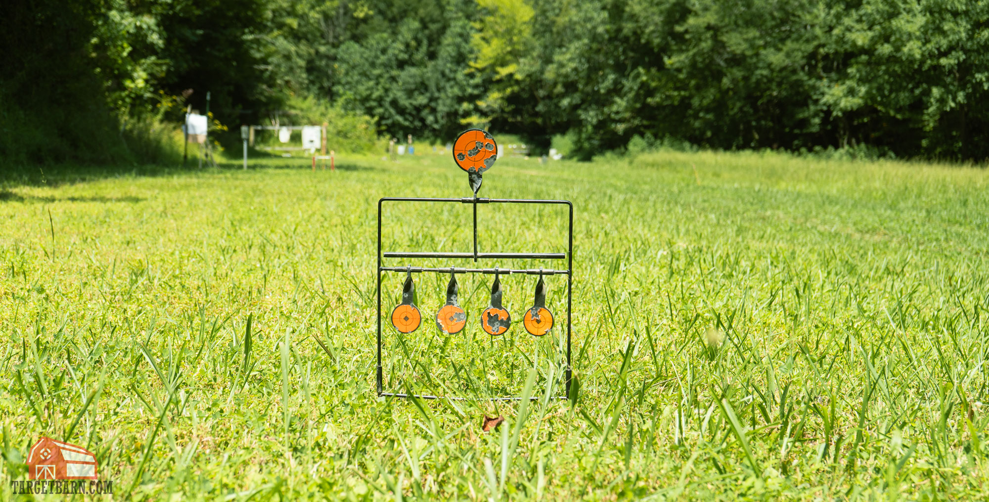 a small steel spinning target at the range