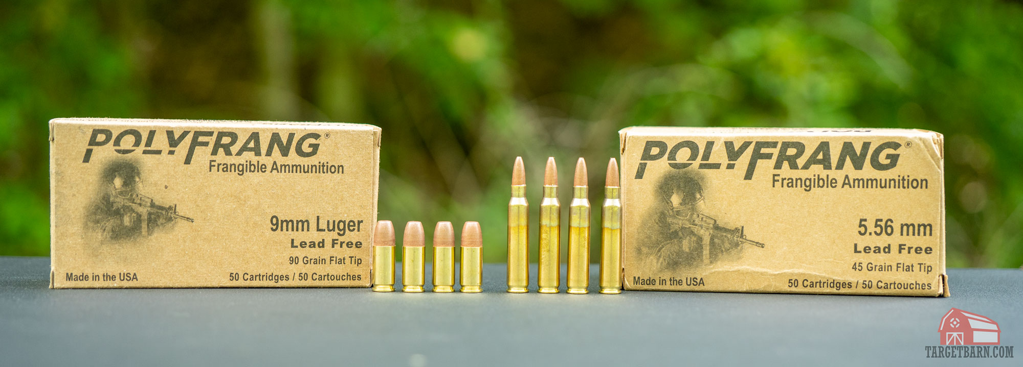 9mm and 5.56 polyfrang frangible ammunition