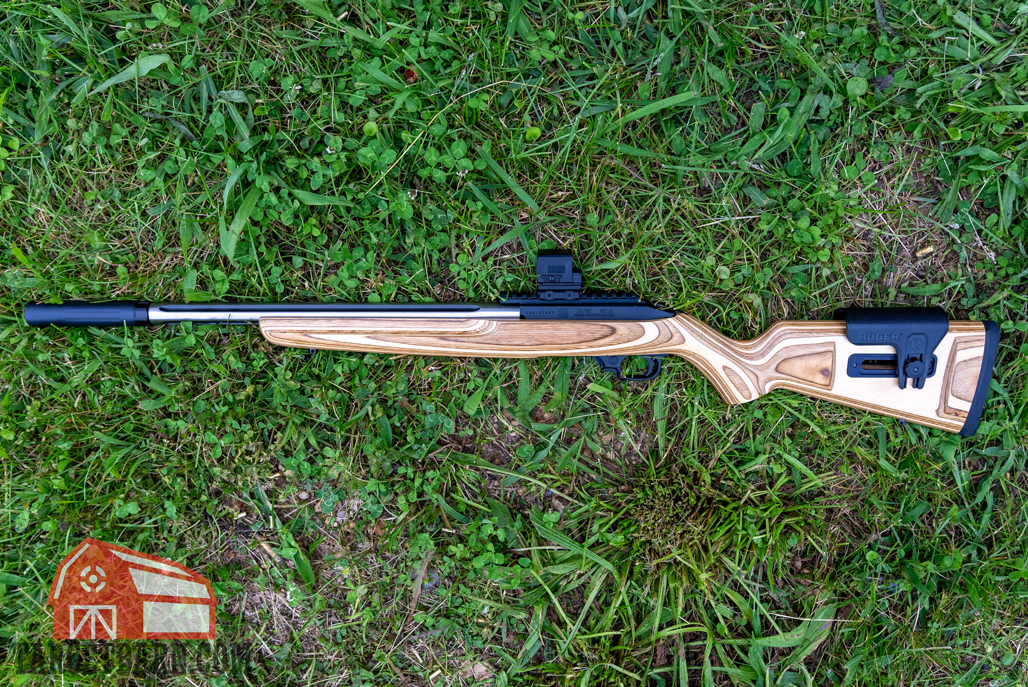 a ruger 10-22 rifle with dead air mask suppressor used for testing