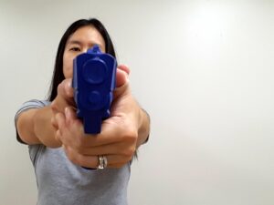 Pistol held shifted across centerline