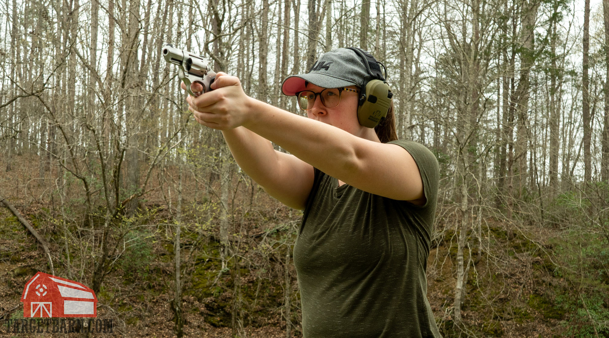 the author shooting a .38 special revolver