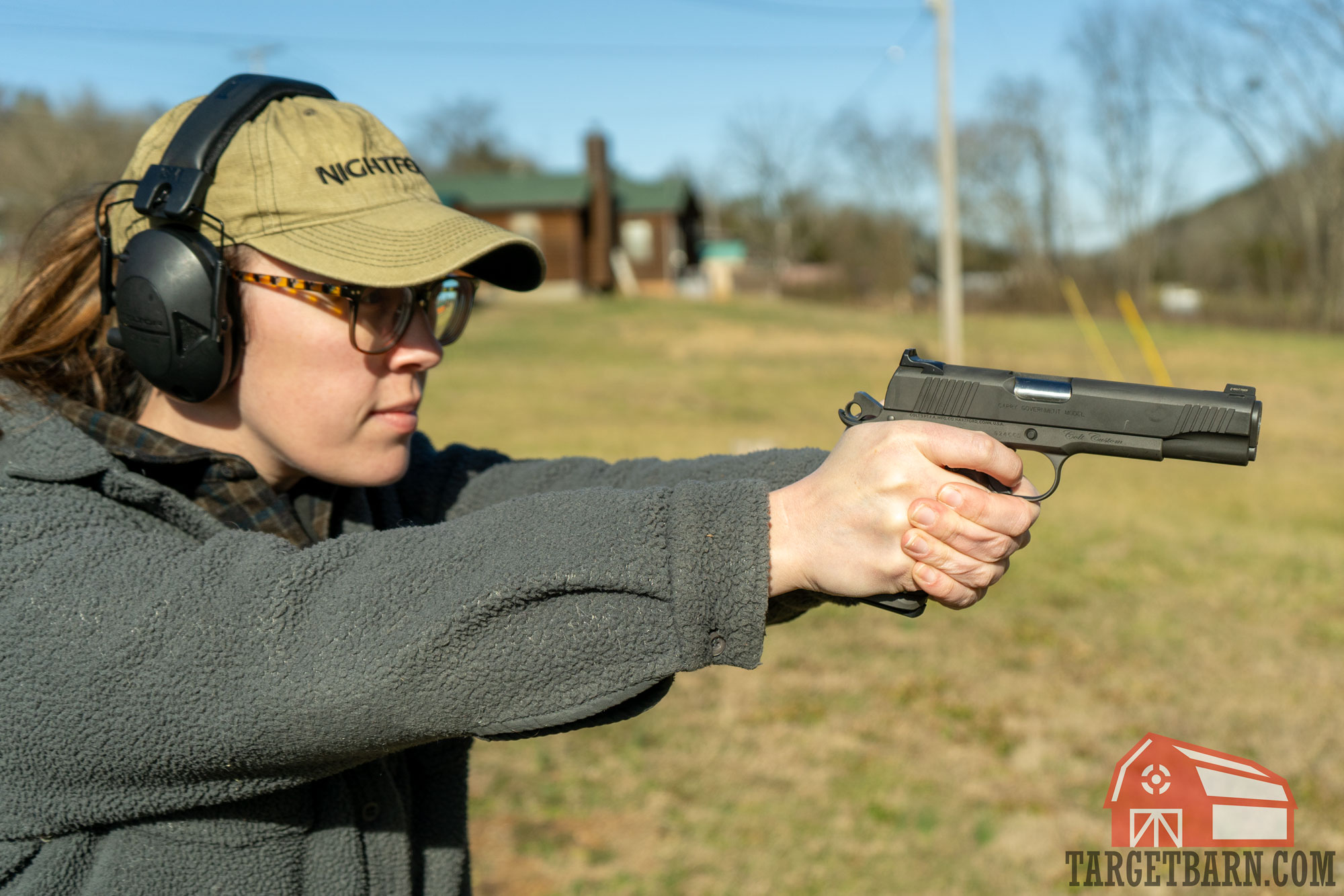 the author shooting a .45 acp 1911