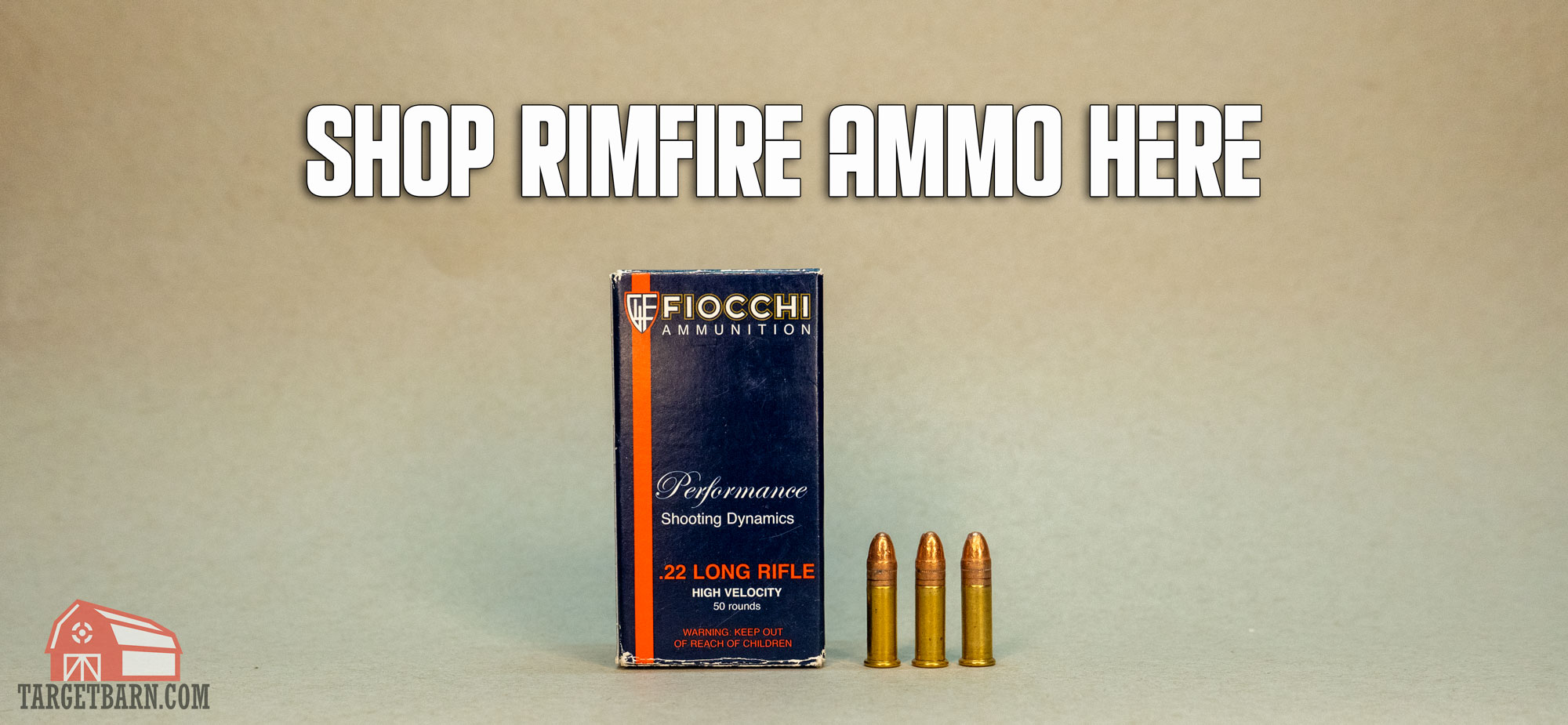 shop rimfire ammo .22lr ammo box with shop rimfire ammo here text
