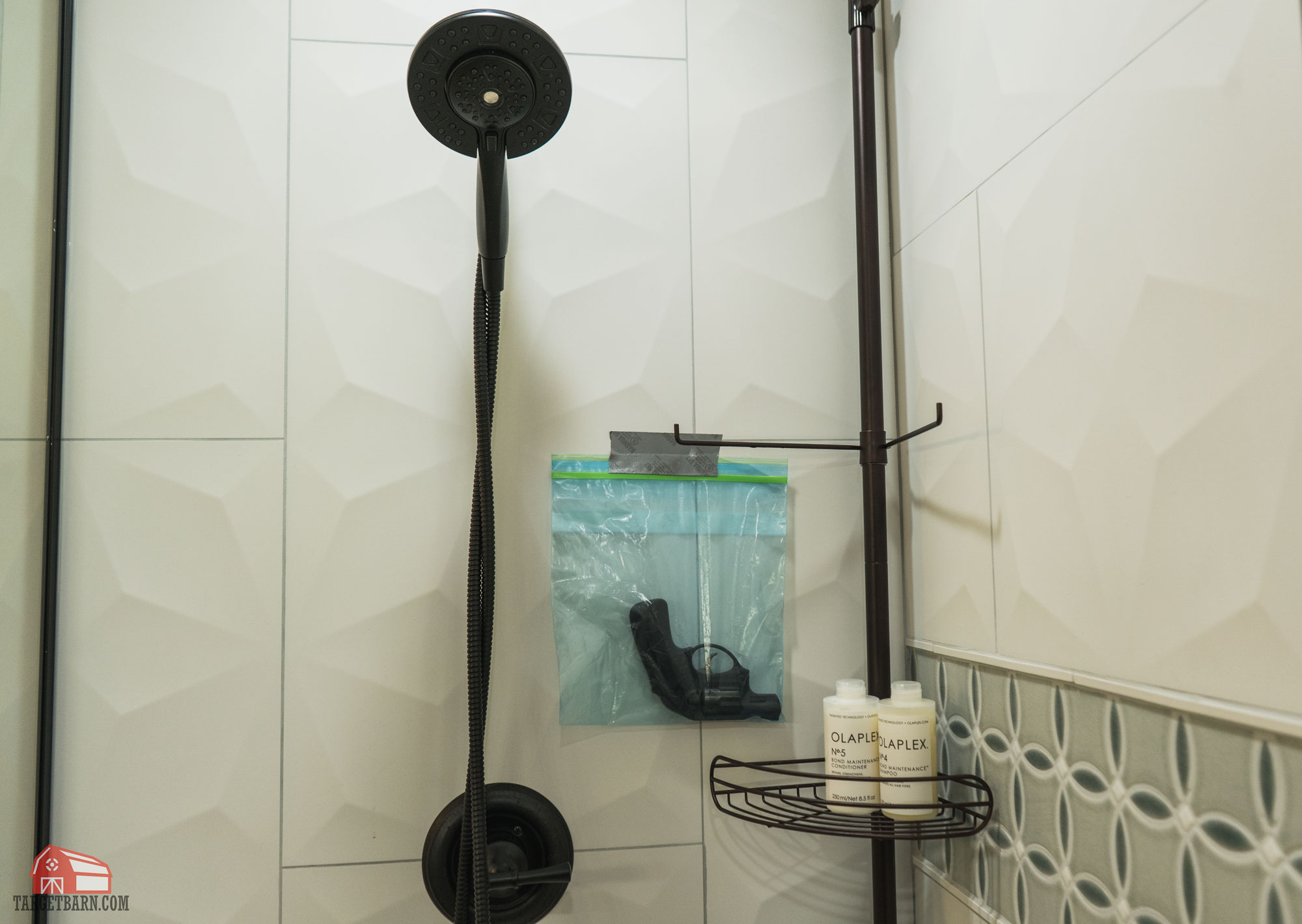 a gun in a shower is not the best idea for home defense