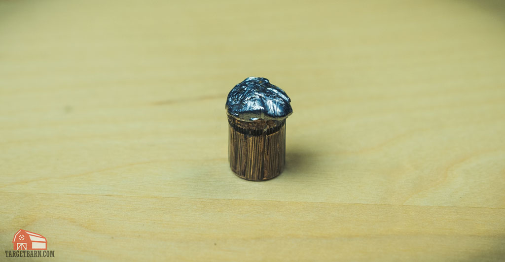 a soft point bullet that has been fired into gel block and expanded